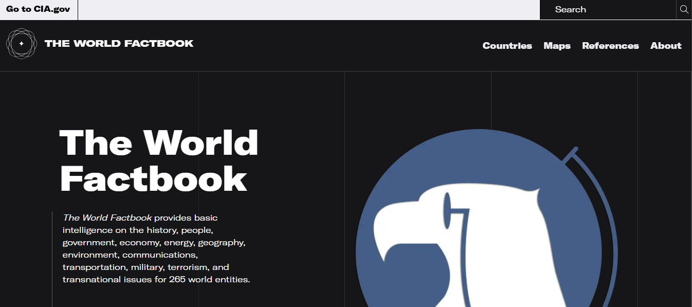 Giao diện của CIA World Factbook