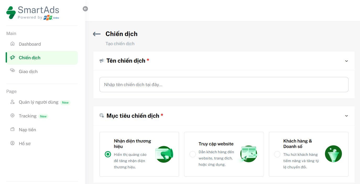 Cách thiết lập chiến dịch quảng cáo trên SmartAds