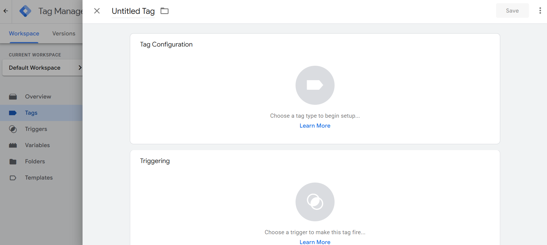 Giao diện Google Tag Manager