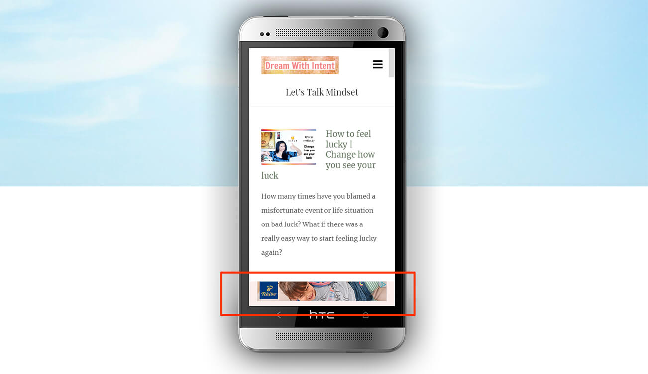 Minh họa về mẫu quảng cáo Sticky footer Ads