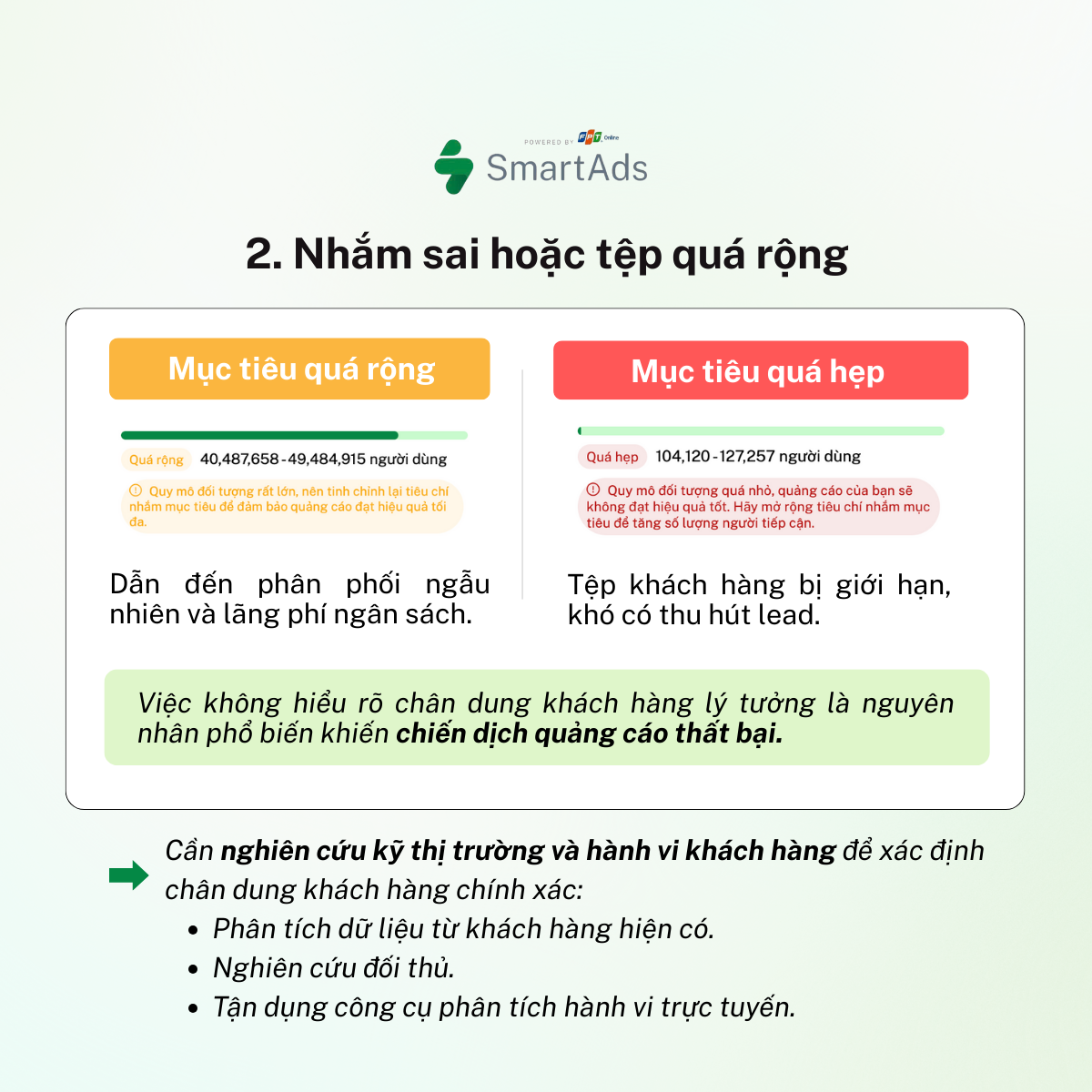 Nhắm sai hoặc tệp khách hàng quá dàn trải cũng là nguyên nhân khó thu hút lead
