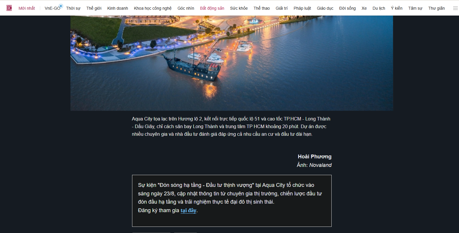Minh họa về dạng bài PR kết hợp backlink trên VnExpress