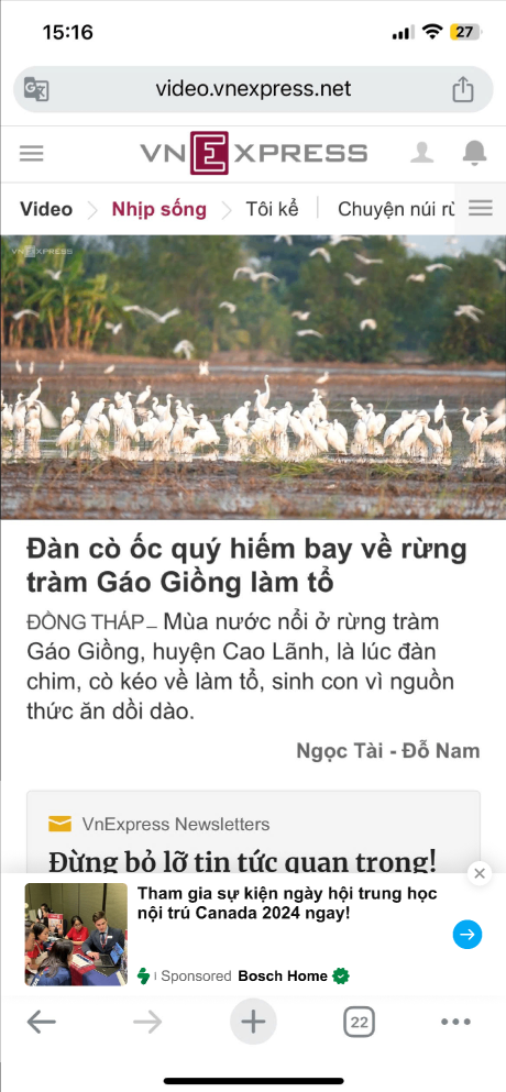 Demo quảng cáo sticky ads trên VnExpress
