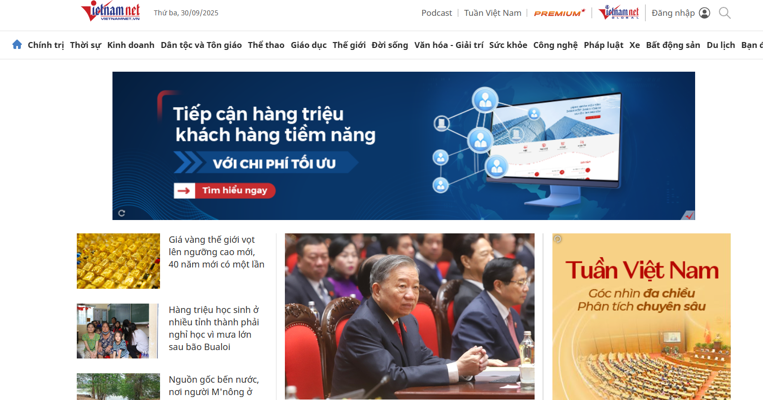 Vietnamnet cũng là một trong các trang báo chuyên về thông tin kinh tế và chính sách