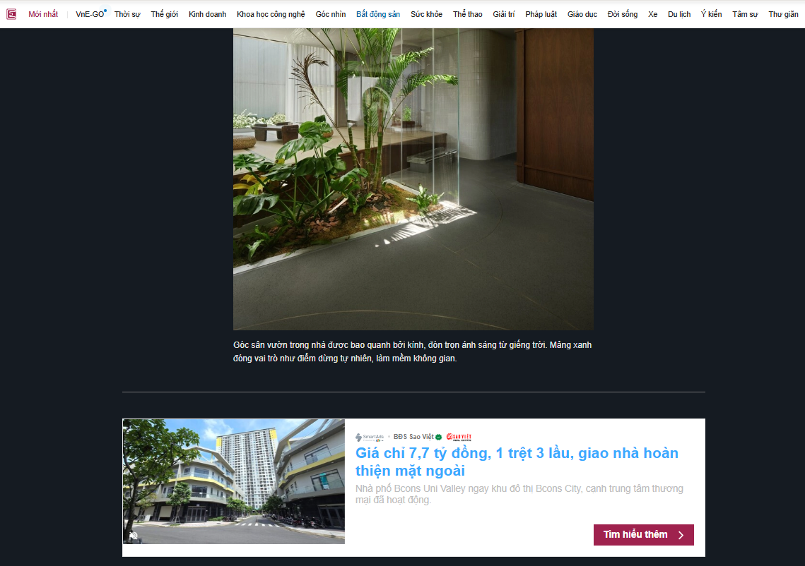 Minh họa trường hợp 1 mẫu quảng cáo căn hộ xuất hiện trong bài viết về không gian sống