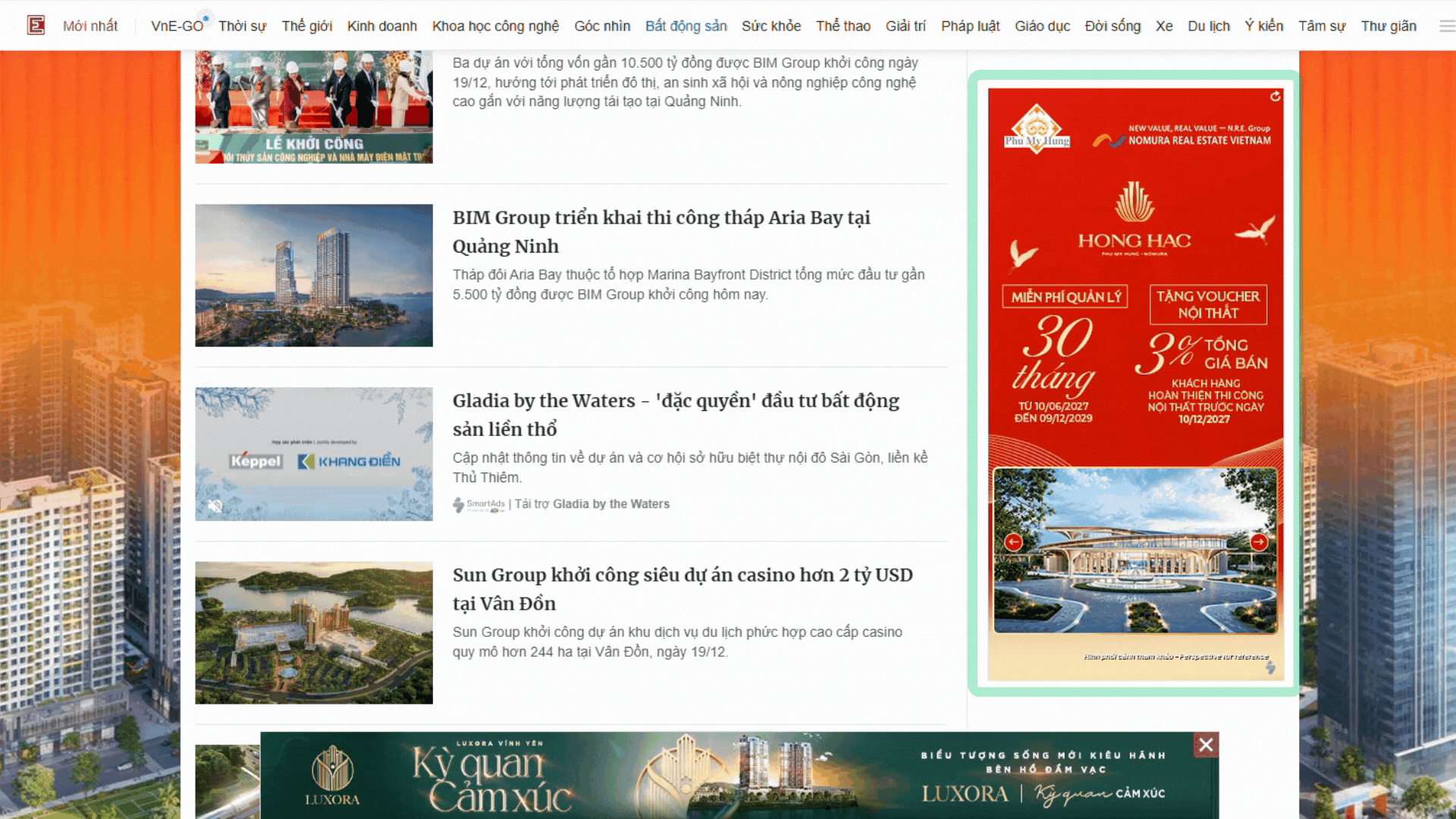 Minh họa HTML5 banner trên trang VnExpress