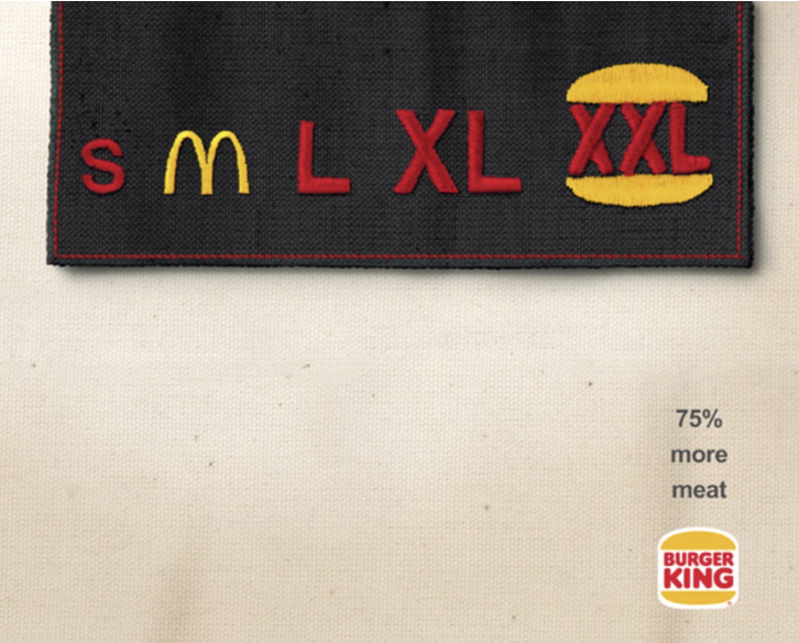 Burger King uses clever exaggeration to communicate size. (Source: Digital Synopsis)
