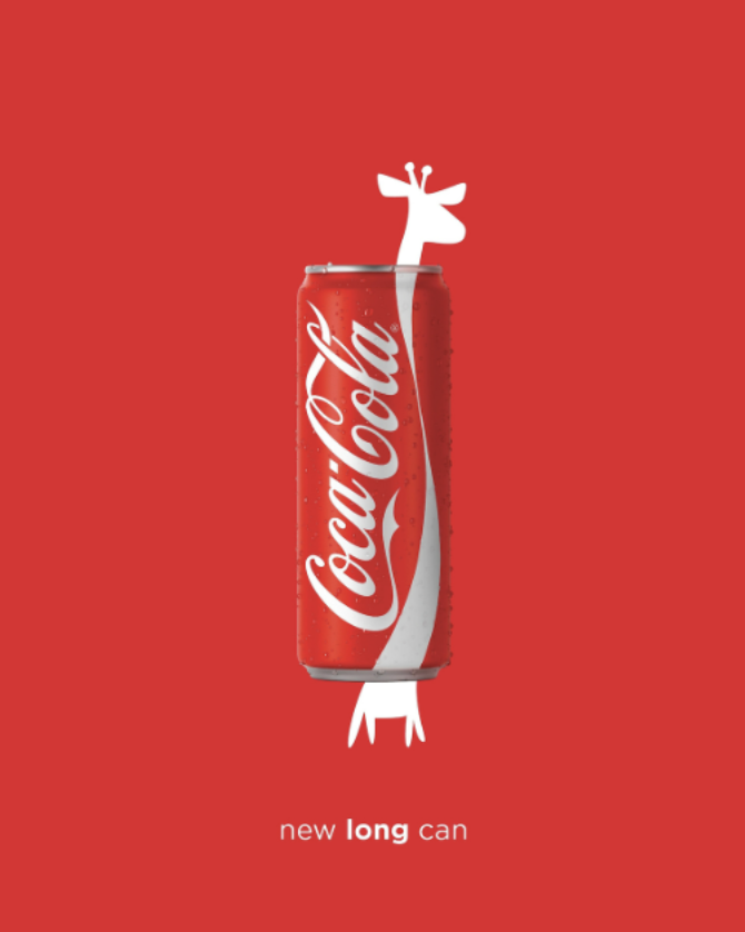 Coca-Cola Long Can print ad evoking thirst through extended can design