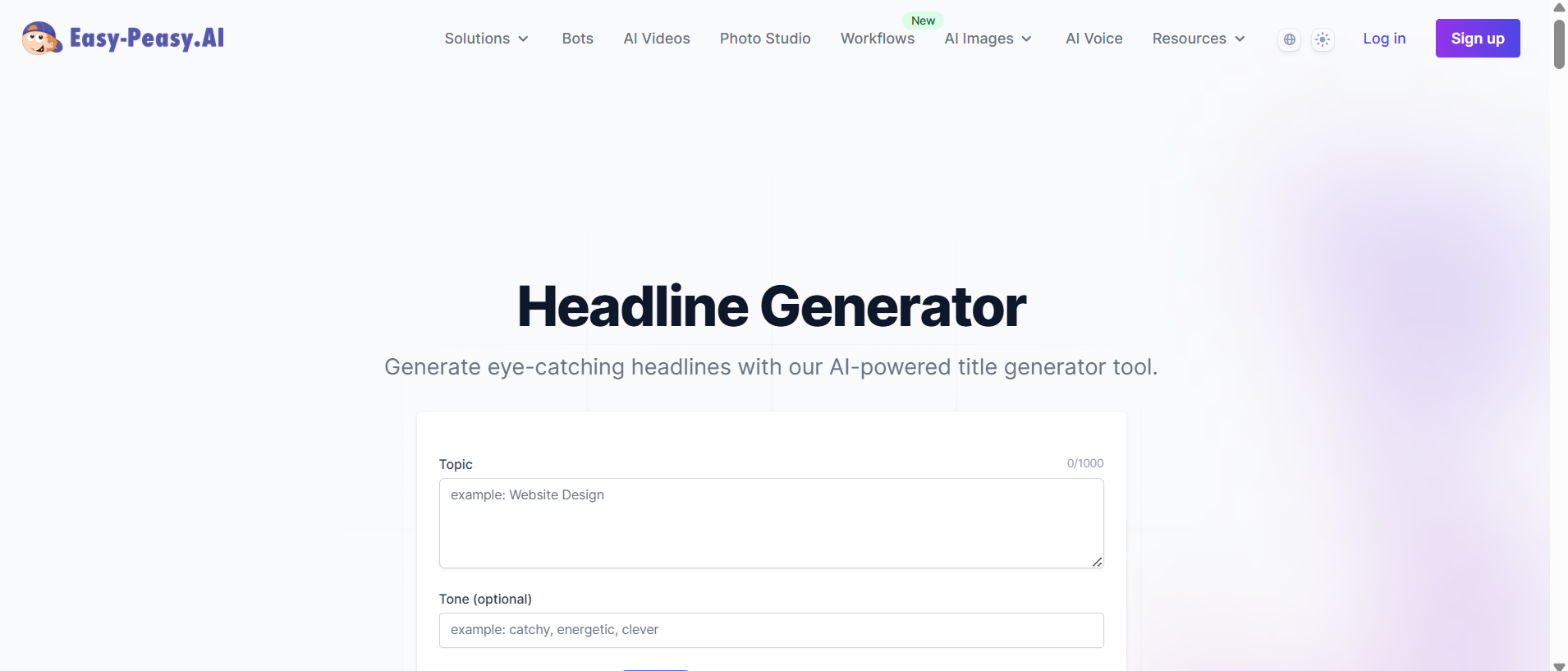 EasyPeasy AI Ad Headline Generator