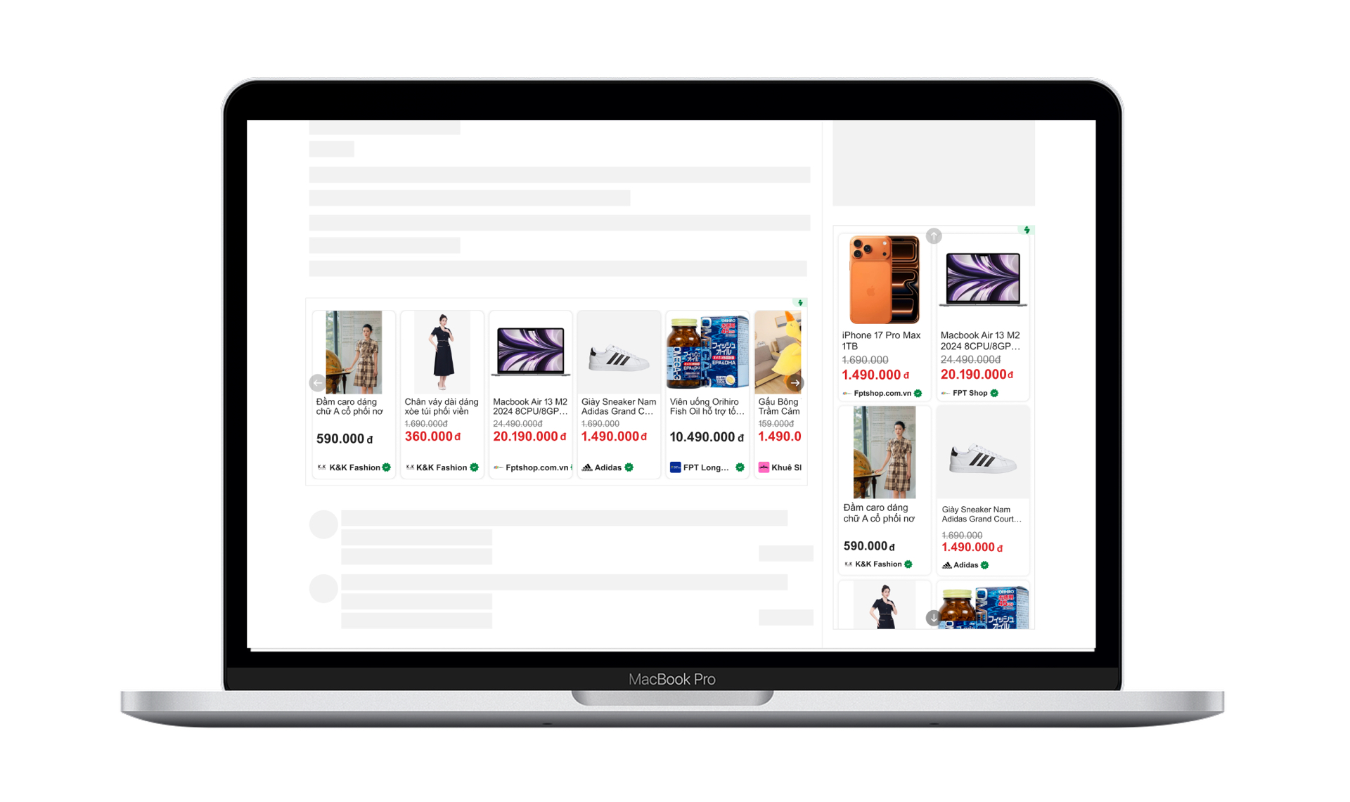 Minh họa hình thức Shopping Ads trên hệ thống SmartAds