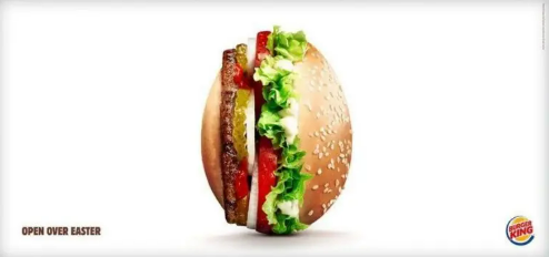 Chiếc burger được xoay ngang giống quả trứng Phục Sinh. (Nguồn: Penji)