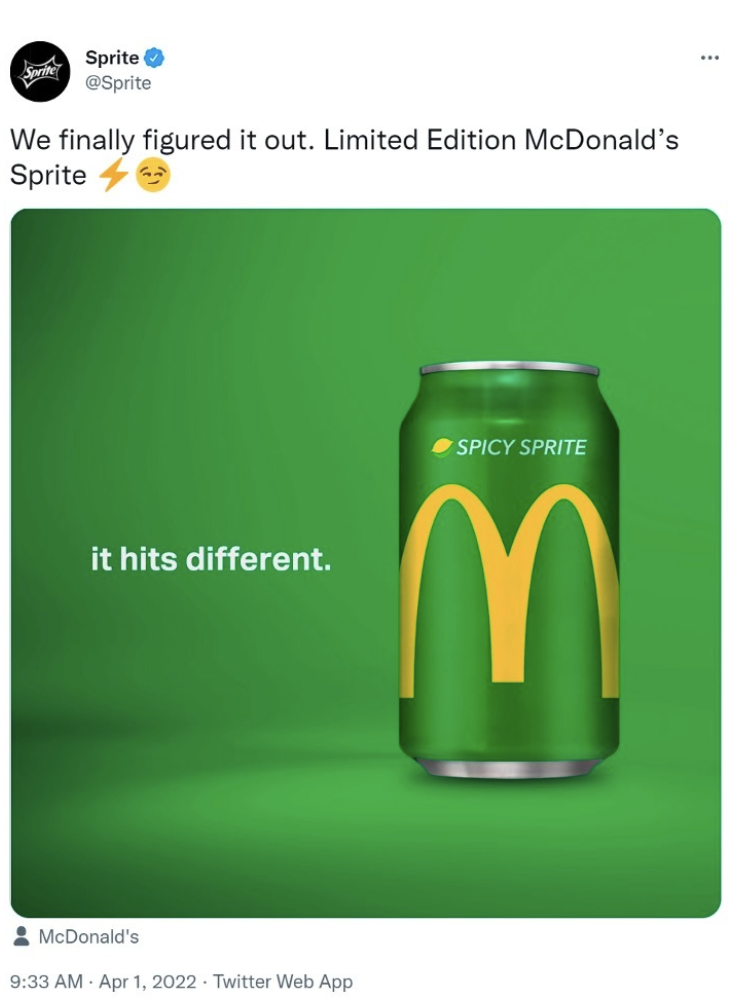 Print-ad quảng bá Sprite phiên bản nước có ga vị gà rán.