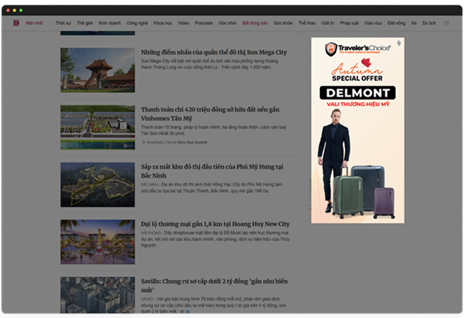 Display ads banner formats on SmartAds publisher network