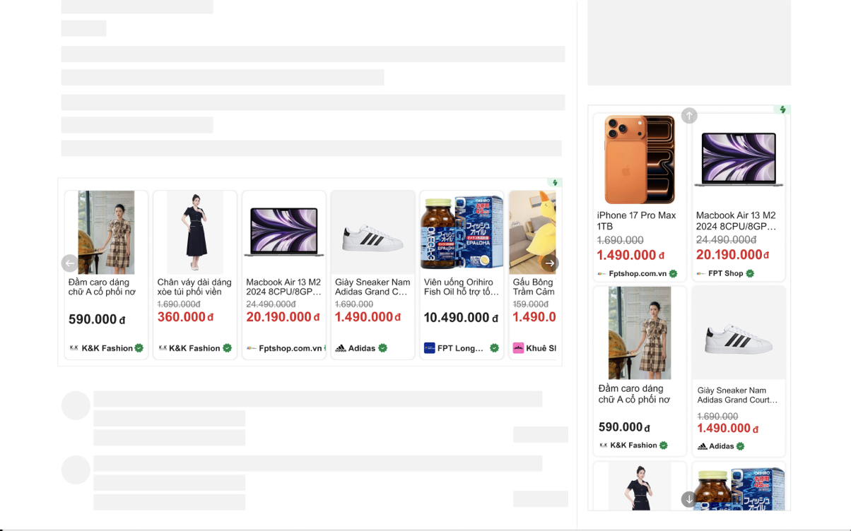 Shopping ads product format example on SmartAds platform