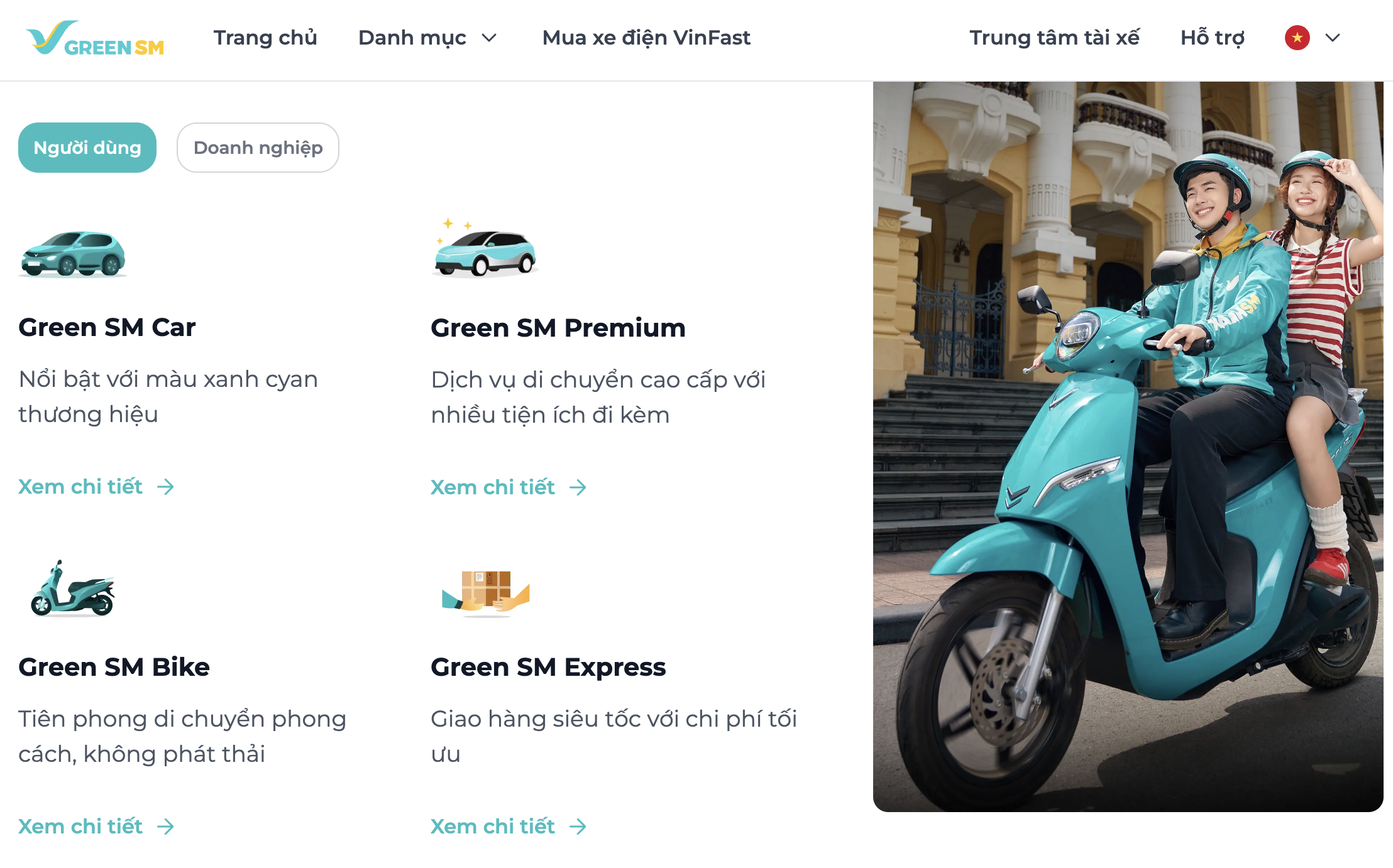 Giao diện website khi Green SM đã được đổi tên (Nguồn: greensm.com) 