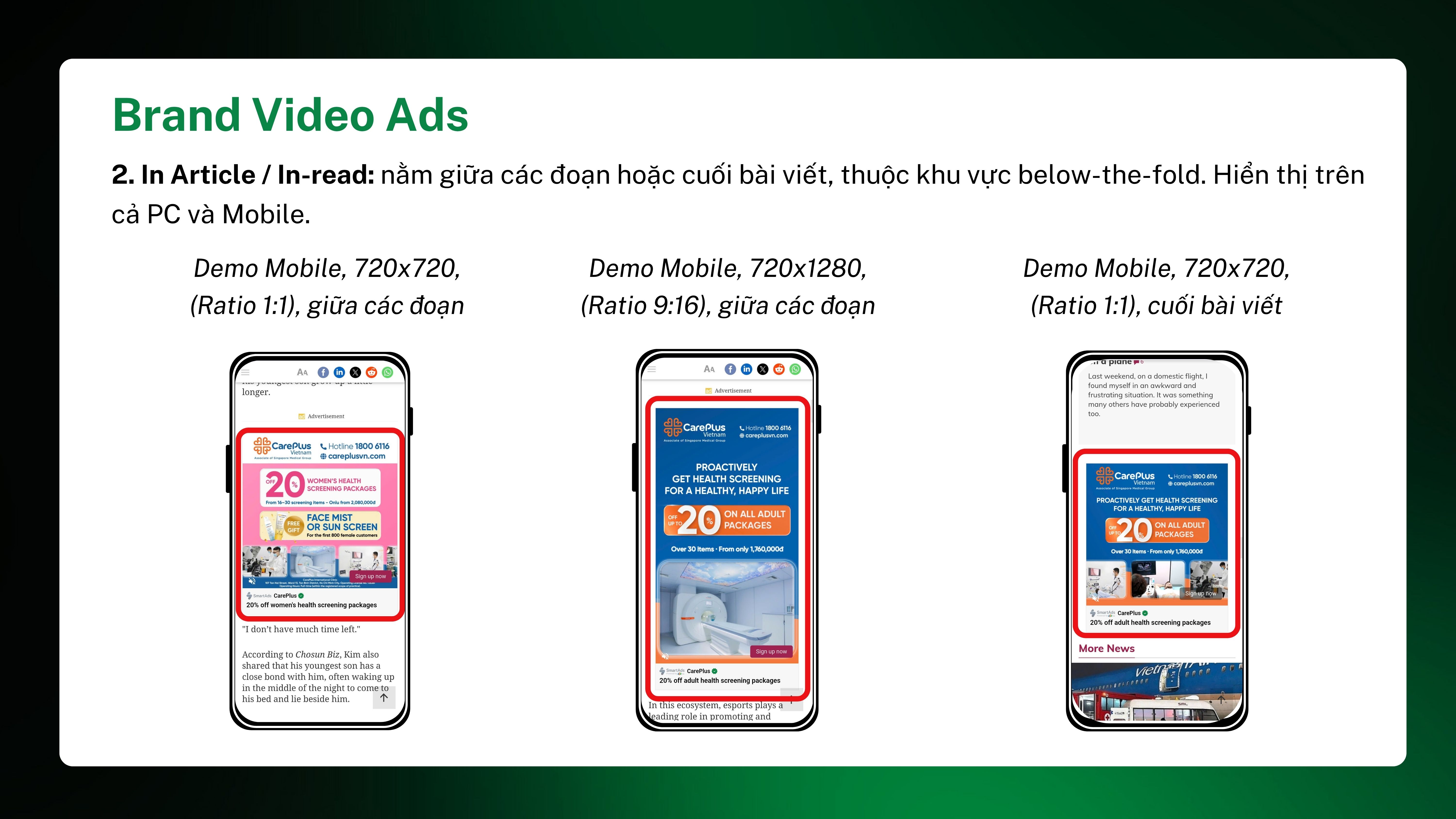 Demo hình thức Brand video ads trên mobile