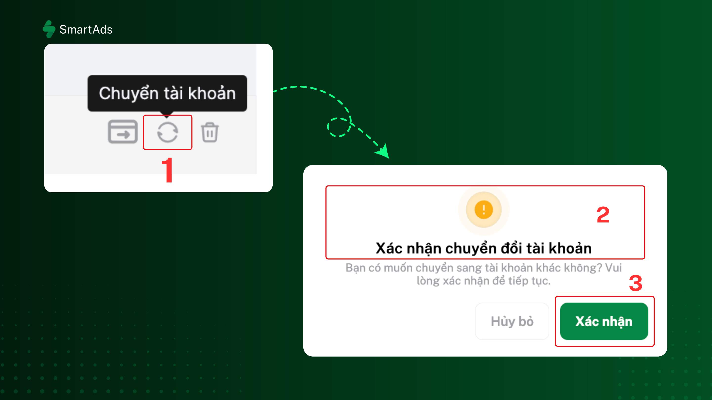 How to transfer accounts on the SmartAds system