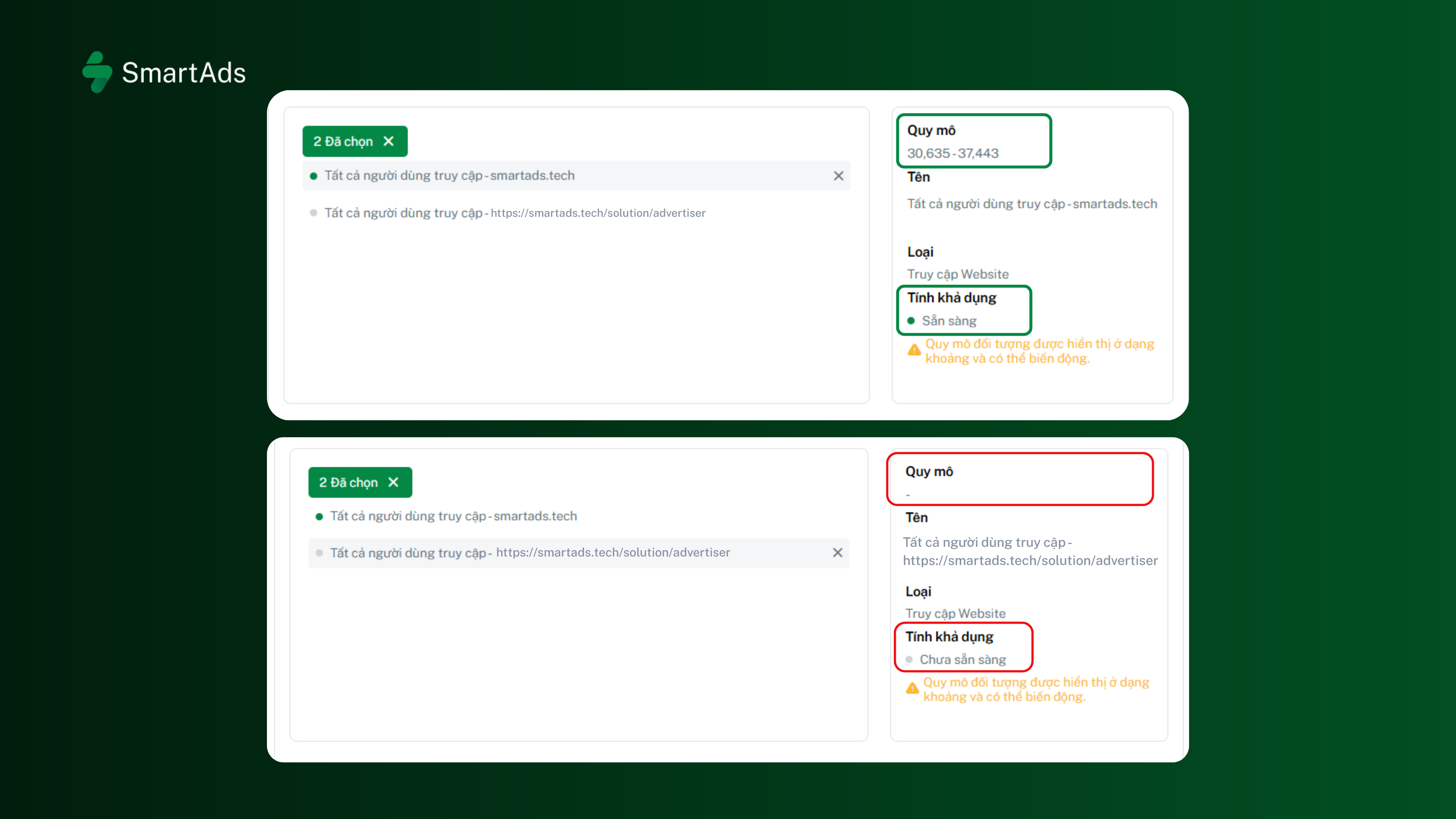 Illustration of reviewing audience information in SmartAds